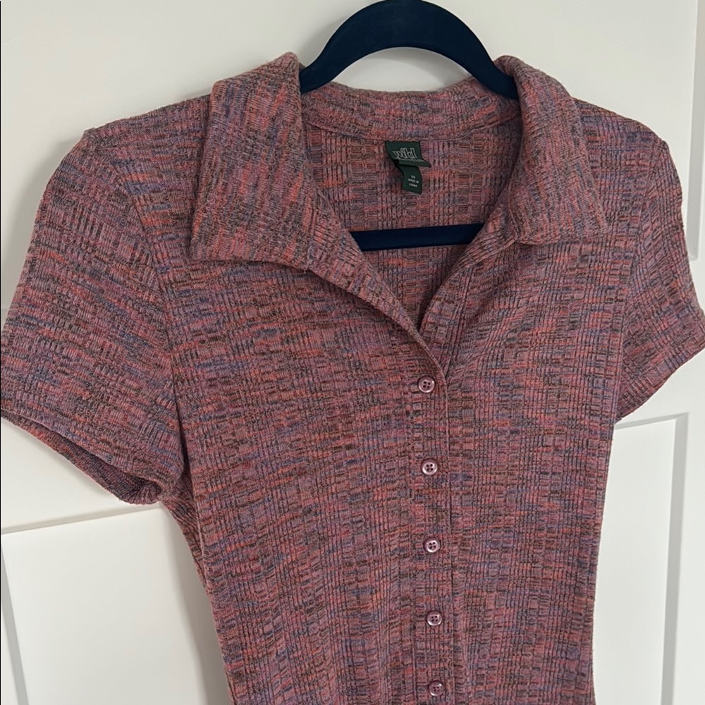Ribbed button down romper - Picture 2 of 3